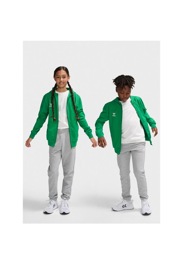 Kurtka dresowa z kapturem dla dzieci Hummel Go 2.0. Typ kołnierza: kaptur. Kolor: zielony. Materiał: dresówka. Sport: joga i pilates