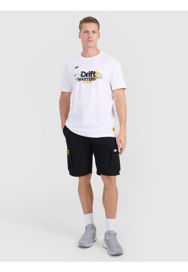 4f - 4F Spodenki casual cargo uniseks 4F x Drift Masters - czarne 3XL. Okazja: na co dzień. Kolor: czarny. Materiał: tkanina, bawełna. Styl: casual