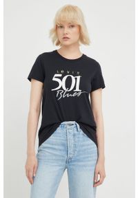 Levi's® - Levi's t-shirt bawełniany kolor czarny. Okazja: na spotkanie biznesowe. Kolor: czarny. Materiał: bawełna. Wzór: nadruk. Styl: biznesowy #3