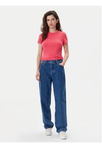 Tommy Jeans T-Shirt Tonal Linear DW0DW20315 Różowy Slim Fit. Kolor: różowy. Materiał: bawełna #4