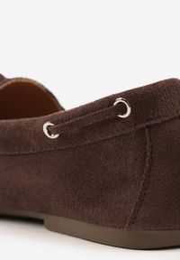 Renee - Ciemnobrązowe Mokasyny VICES z Wkładką ze Skóry Naturalnej ze Sznurowaniem Nairis. Nosek buta: okrągły. Zapięcie: sznurówki. Kolor: brązowy. Materiał: skóra. Obcas: na obcasie. Wysokość obcasa: niski #3