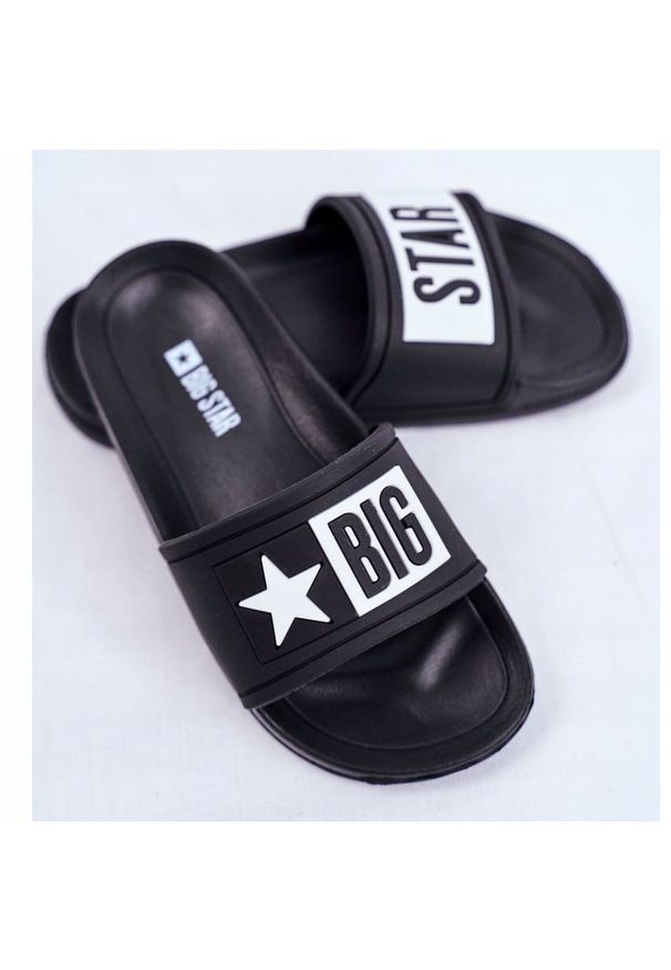 Big-Star - Klapki Dziecięce Młodzieżowe Big Star Czarne DD374150. Okazja: na plażę. Kolor: czarny. Materiał: guma. Wzór: aplikacja. Styl: młodzieżowy