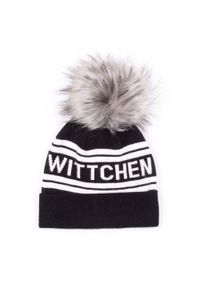 Wittchen - Damska czapka z napisem WITTCHEN czarno-biała. Kolor: biały, wielokolorowy, czarny. Materiał: wiskoza. Wzór: napisy. Sezon: zima. Styl: klasyczny, elegancki #1