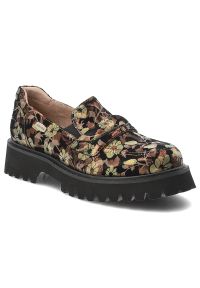 Brązowe Półbuty Laura Vita Eleganckie Wzorzyste Mokasyny Damskie. Okazja: na co dzień. Kolor: brązowy. Szerokość cholewki: normalna. Wzór: kwiaty. Styl: elegancki #1
