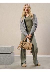 Sinsay - Spodnie wide leg - zielony. Kolor: zielony