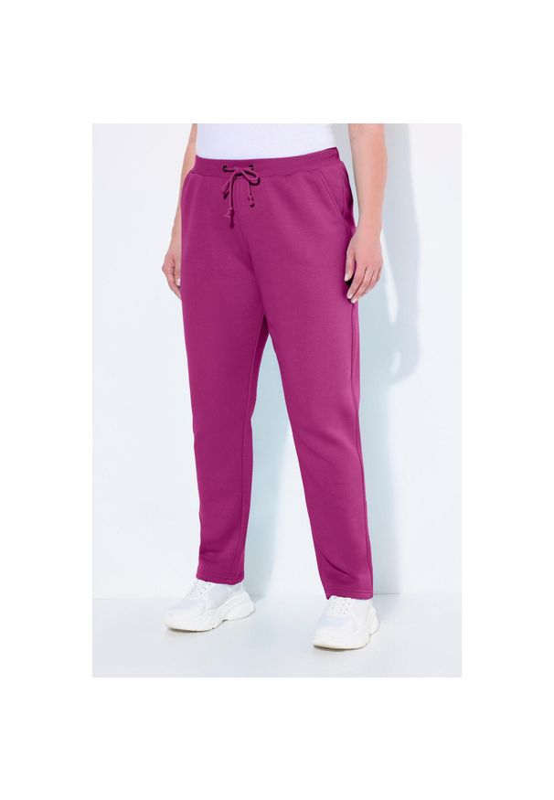 ULLA POPKEN - Damskie Spodnie dresowe miękki materiał wewnętrzny elastyczna gumka w pasie. Kolekcja: plus size. Kolor: fioletowy, różowy, wielokolorowy. Materiał: materiał, elastan, bawełna. Długość: długie