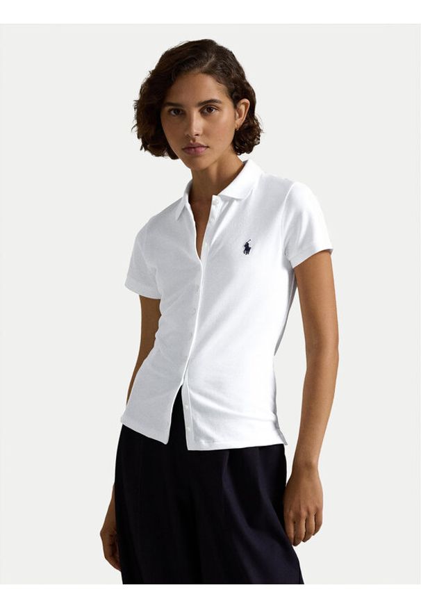 Polo Ralph Lauren Polo 211939272002 Biały Slim Fit. Typ kołnierza: polo. Kolor: biały. Materiał: bawełna