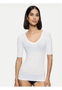 Triumph Koszulka piżamowa Beauty Layers 10222610 Écru Slim Fit. Materiał: lyocell