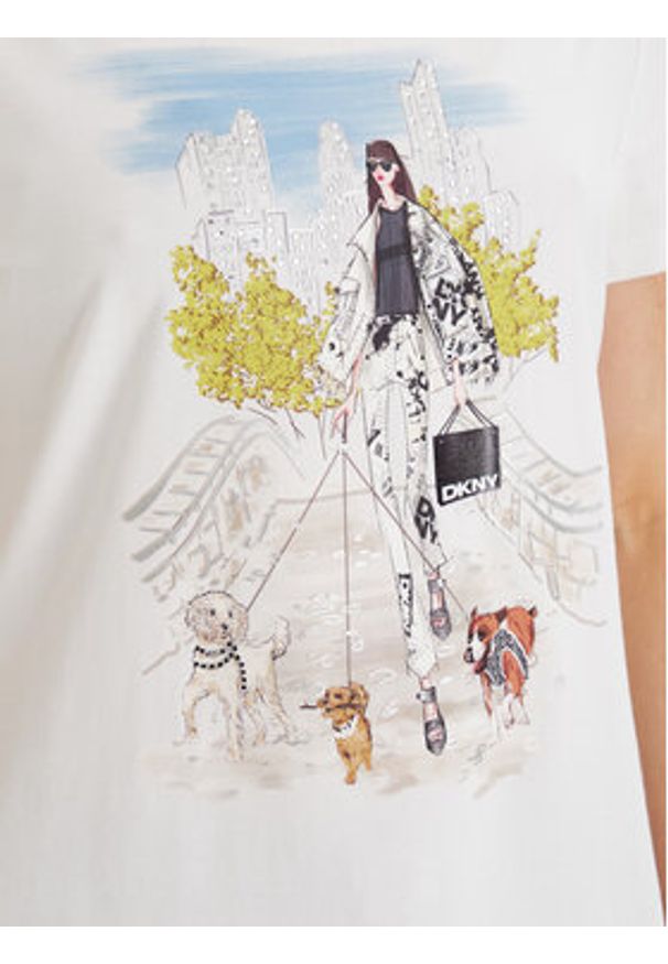 DKNY T-Shirt Central Park Conversational P61M0WNA Biały Regular Fit. Kolor: biały. Materiał: bawełna