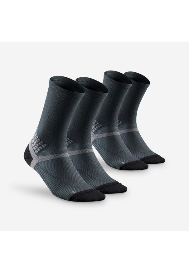 quechua - Skarpety turystyczne Quechua Hike 500 długie x 2. Kolor: szary. Materiał: elastan, poliamid. Wzór: ze splotem. Sport: turystyka piesza