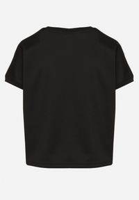 Born2be - Czarny T-shirt Ozdobiony Napisem Devenee. Okazja: na co dzień. Kolor: czarny. Materiał: jeans. Wzór: napisy, aplikacja. Styl: klasyczny, casual #6