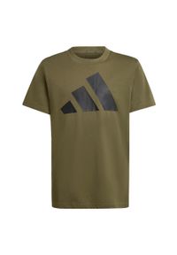 Adidas - Koszulka Essentials Kids. Kolor: wielokolorowy, beżowy, czarny. Materiał: bawełna