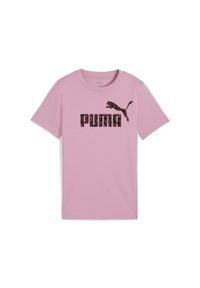 Puma - Młodzieżowa koszulka Essentials Graphic ze zwierzęcym wzorem PUMA Poised Pink. Kolor: różowy. Wzór: motyw zwierzęcy. Sport: joga i pilates