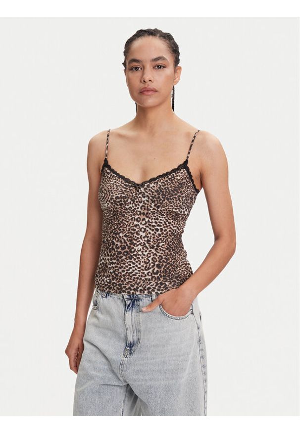 Miss Sixty Top 6S1SJ54300 Brązowy Slim Fit. Kolor: brązowy. Materiał: wiskoza, bawełna