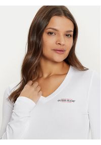 Guess Jeans Bluzka W4YI21 J1314 Biały Slim Fit. Kolor: biały. Materiał: bawełna #5