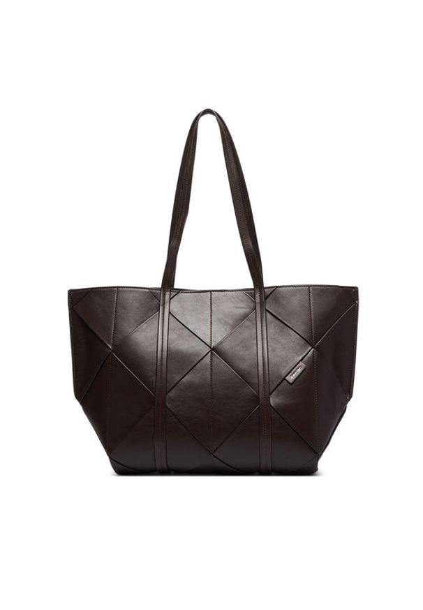 Calvin Klein Torebka Woven Medium Carryall LV04F3548G Brązowy. Kolor: brązowy. Materiał: skórzane
