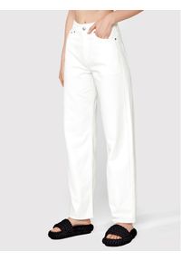 Simple Jeansy SPDJ008 Biały Relaxed Fit. Kolor: biały