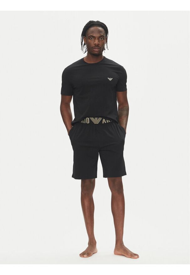 Emporio Armani Underwear Piżama EM000400 AF10772 UC001 Czarny Regular Fit. Kolor: czarny. Materiał: bawełna
