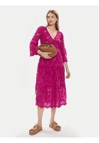 Luisa Spagnoli Sukienka letnia Pigna 540712 Różowy Regular Fit. Kolor: różowy. Materiał: bawełna. Sezon: lato #3
