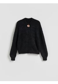 Reserved - Sweter z alpaką - czarny. Kolor: czarny. Materiał: dzianina. Styl: klasyczny
