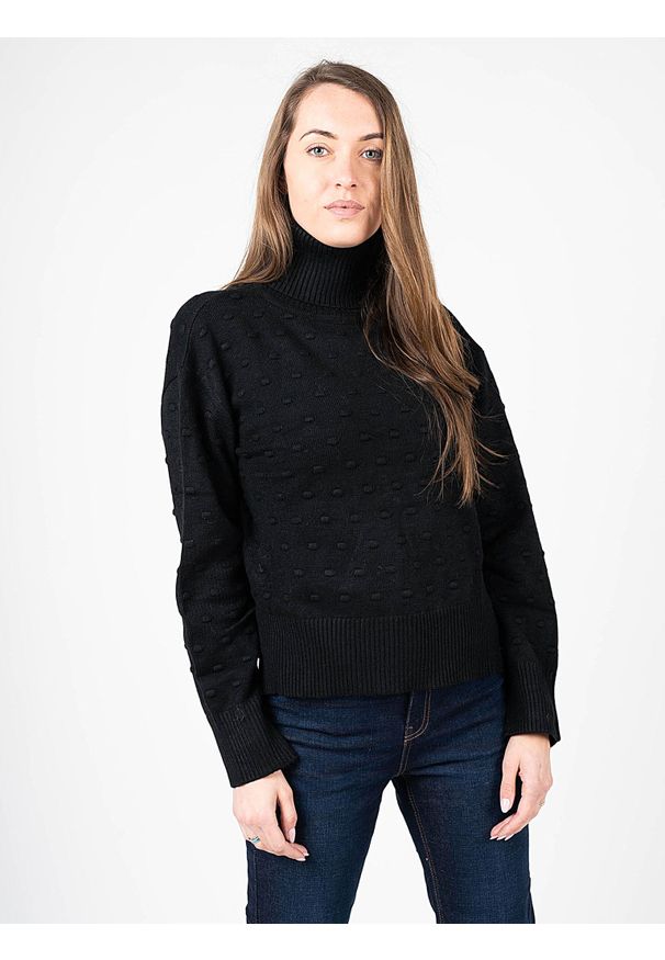 Silvian Heach Sweter | PGA22130LU | Kobieta | Czarny. Typ kołnierza: golf. Kolor: czarny. Materiał: nylon, poliester, wiskoza. Wzór: aplikacja