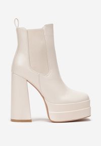Born2be - Beżowe Botki Gide. Wysokość cholewki: za kostkę. Zapięcie: zamek. Kolor: beżowy. Materiał: skóra ekologiczna. Szerokość cholewki: normalna. Wzór: jednolity, gładki, aplikacja. Obcas: na obcasie. Styl: elegancki. Wysokość obcasa: wysoki #3