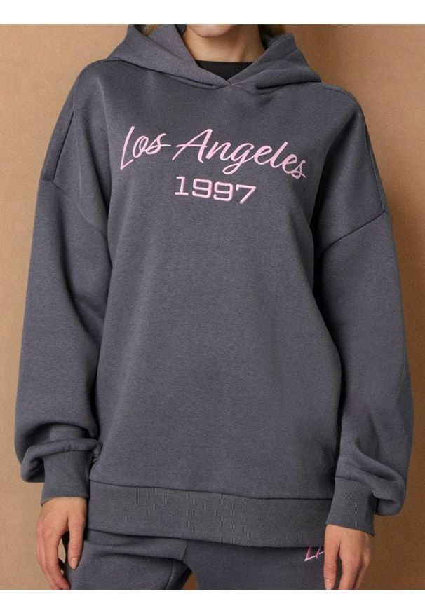 Sinsay - Bluza hoodie w stylu akademickim - szary. Kolor: szary