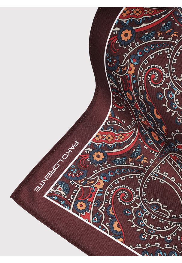 Pako Lorente - PAKO LORENTE - Brązowa poszetka męska paisley. Kolor: brązowy. Materiał: poliester. Wzór: paisley
