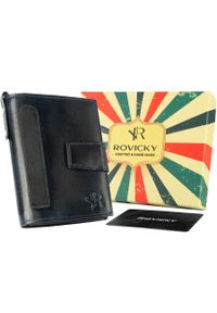ROVICKY - Portfel granatowy Rovicky N1227-RHP-6750 NAVY. Kolor: niebieski. Materiał: skóra