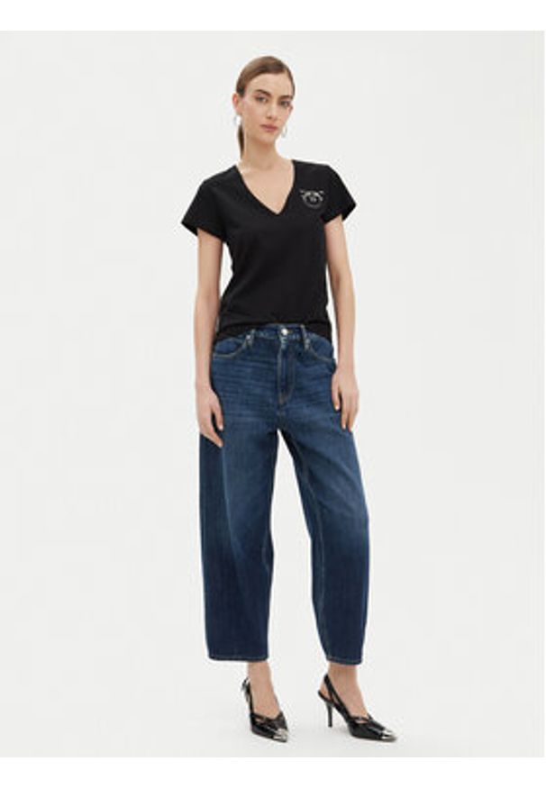 Pinko - PINKO T-Shirt 100372 A24E Czarny Regular Fit. Kolor: czarny. Materiał: bawełna