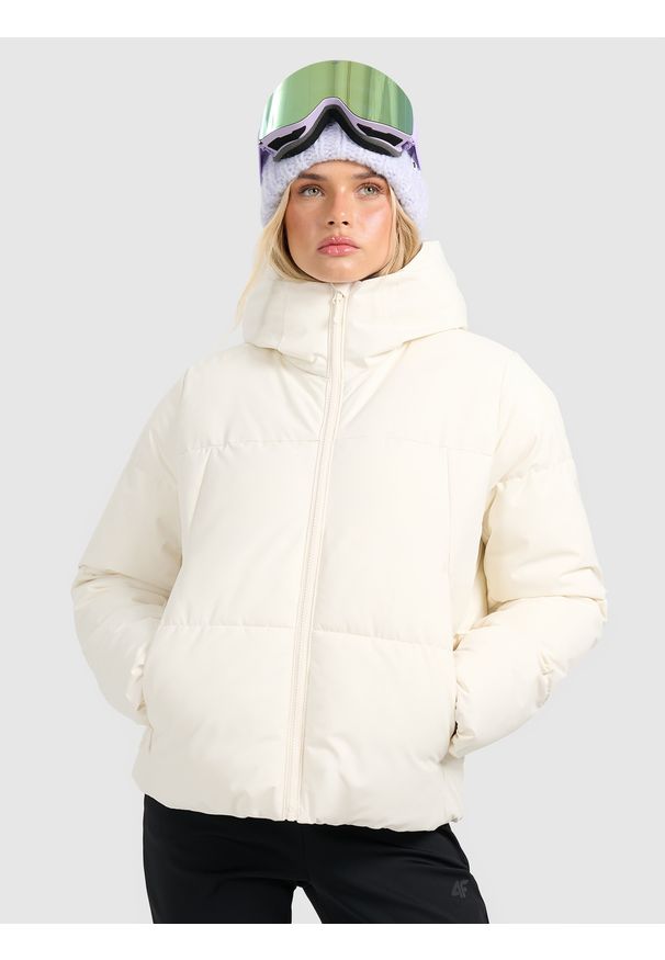 4f - 4F Kurtka narciarska membrana 5000 damska - beżowa XS. Kolor: beżowy. Materiał: poliester, materiał. Wzór: gładki. Sezon: zima