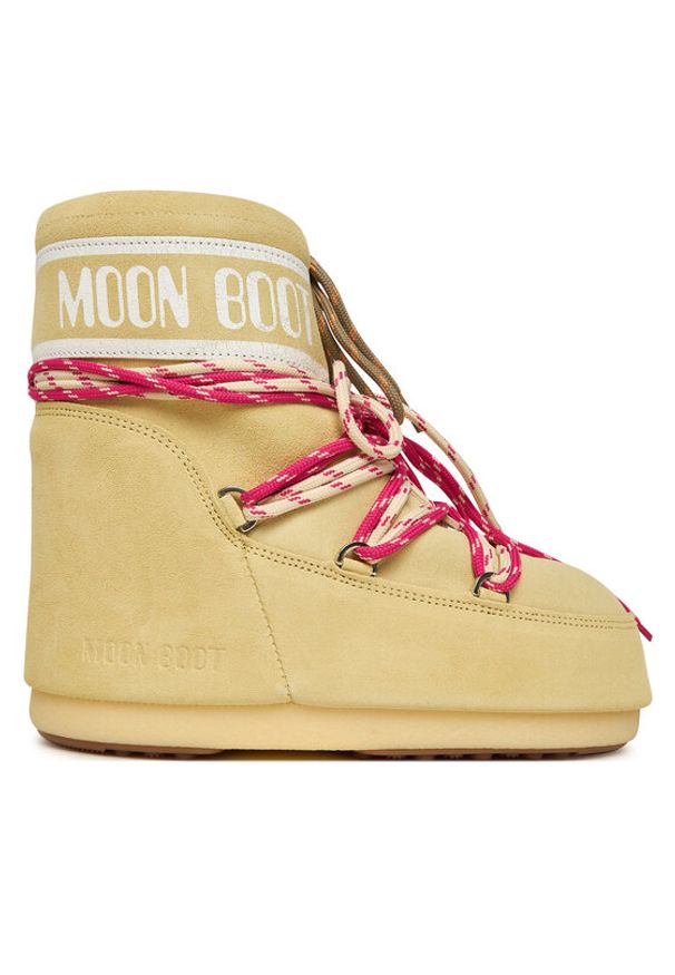 Moon Boot Śniegowce Mb Icon Low Suede Laces 80D1409670 Żółty. Kolor: żółty. Materiał: zamsz, skóra