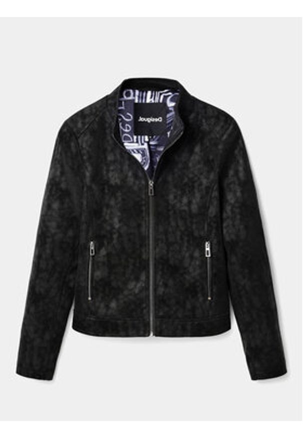 Desigual Kurtka z imitacji skóry Detroit 23SWEW02 Czarny Regular Fit. Kolor: czarny. Materiał: skóra