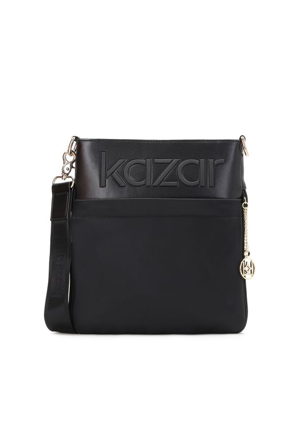 Kazar - Uniwersalna czarna listonoszka damska na szerokim pasku. Kolor: czarny. Materiał: skórzane. Styl: casual