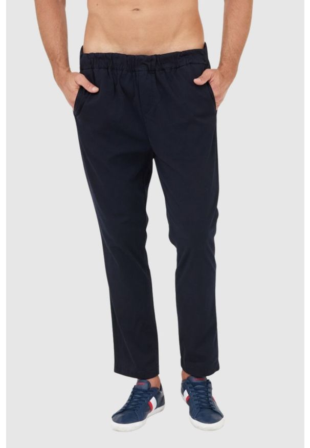 7 FOR ALL MANKIND Granatowe spodnie męskie Jogger Chino, Rozmiar L. Kolor: niebieski. Materiał: bawełna