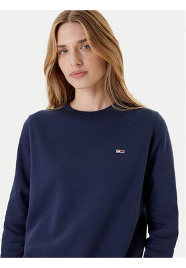 Tommy Jeans Bluza Fleece DW0DW09227 Granatowy Regular Fit. Kolor: niebieski. Materiał: syntetyk, bawełna