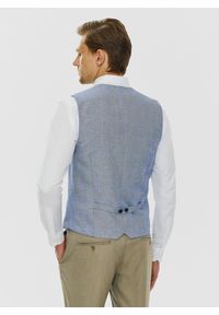 Pako Lorente - PAKO LORENTE – Męska niebieska kamizelka w kratkę. Kolor: niebieski. Wzór: kratka #7