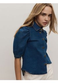 Reserved - Jeansowa koszula z ozdobnymi guzikami - niebieski. Kolor: niebieski. Materiał: jeans #1