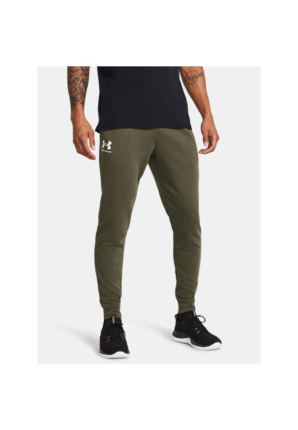 Spodnie męskie Under Armour Rival Terry Jogger. Kolor: zielony. Sport: fitness