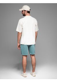 Ombre Clothing - Męskie krótkie spodenki dresowe RELAXED FIT w stylu athleisure – turkusowe V1. Kolor: turkusowy. Materiał: dresówka. Długość: krótkie #7
