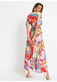 Długa sukienka bonprix czerwono-niebiesko-różowy. Kolor: czerwony. Sezon: lato. Długość: maxi #4