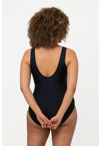 ULLA POPKEN - Damski Strój kąpielowy lamówki bez miękkich miseczek pas pod biustem. Kolekcja: plus size. Kolor: niebieski. Materiał: elastan, poliamid, materiał