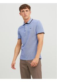 Jack & Jones - Jack&Jones Polo Paulos 12136668 Niebieski Slim Fit. Typ kołnierza: polo. Kolor: niebieski. Materiał: bawełna