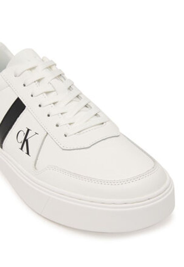 Calvin Klein Sneakersy Classic Cups Lace Lth Emb Tongue HM0HM02237 Biały. Kolor: biały. Materiał: skóra