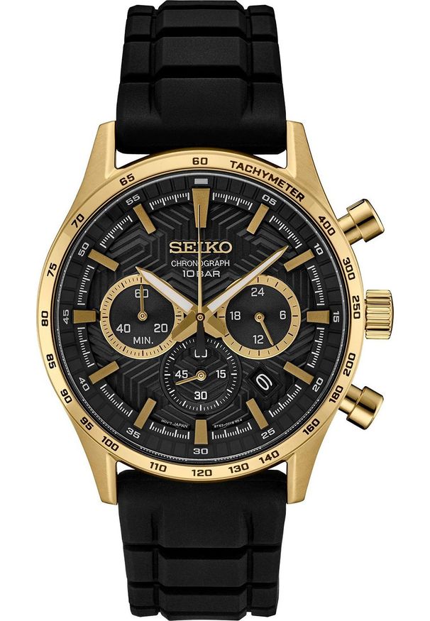 Zegarek Seiko Zegarek męski Seiko SSB446P1 czarny. Kolor: czarny