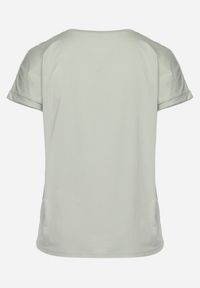 Born2be - Miętowy Bawełniany T-shirt z Nadrukiem z Przodu Salaura. Kolor: miętowy. Materiał: bawełna. Wzór: nadruk. Sezon: lato #2