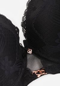 Born2be - Czarny Biustonosz z Koronką i Metaliczną Ozdobą Valzedia. Kolor: czarny. Materiał: koronka. Wzór: aplikacja, koronka #4