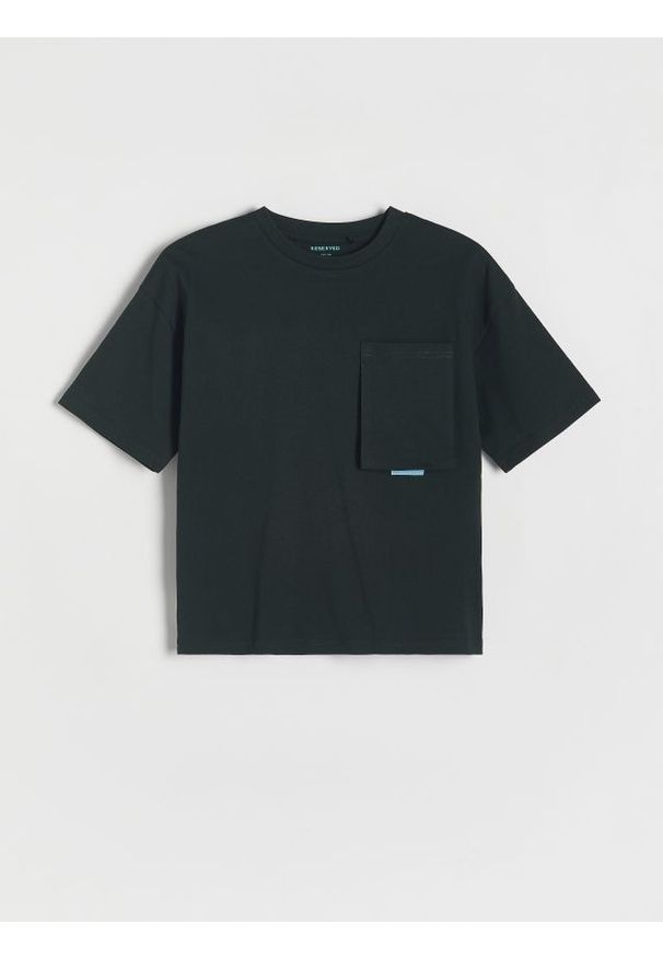 Reserved - T-shirt oversize z nadrukiem - czarny. Kolor: czarny. Materiał: dzianina, bawełna. Wzór: nadruk