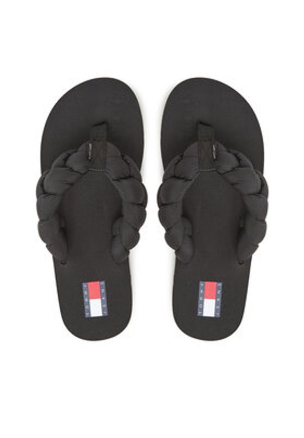 Tommy Jeans Japonki Braided Thong Beach Sandal EN0EN02877 Czarny. Kolor: czarny. Materiał: materiał