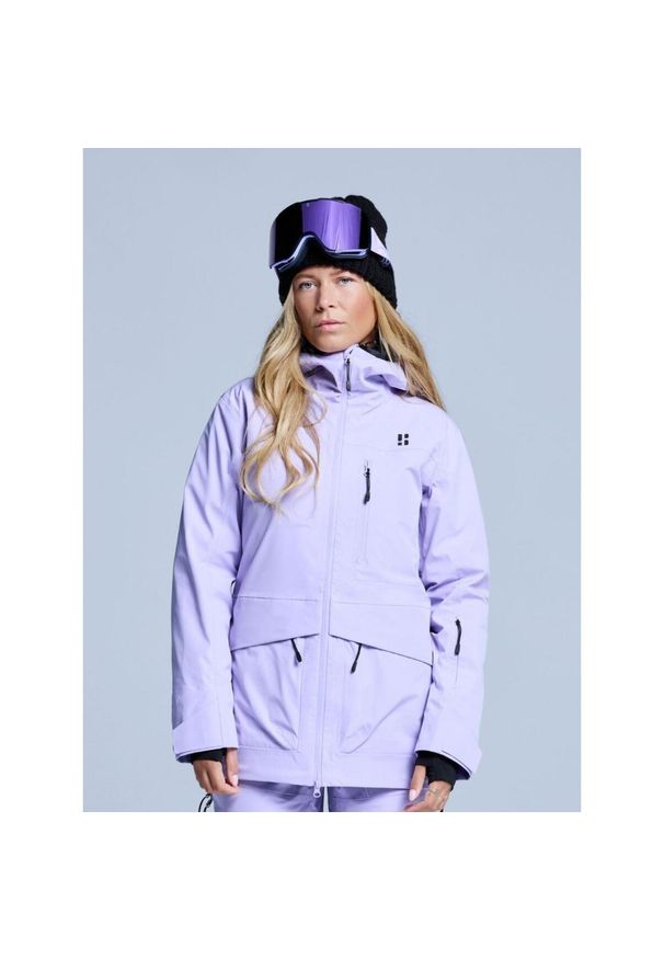 POEDERBAAS - Kurtka narciarska - Damska - Hardshell - Freeride 3L - Liliowa. Kolor: fioletowy. Materiał: hardshell. Sezon: zima. Sport: narciarstwo